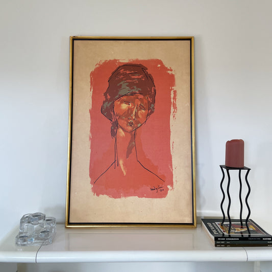 Framed Serigraph by Amedeo Modigliani "Tete De Femme" 1916